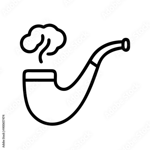 Illustration of a smoking pipe tobacco pipe with smoke drawing for smoking accessories and vintage pipe art