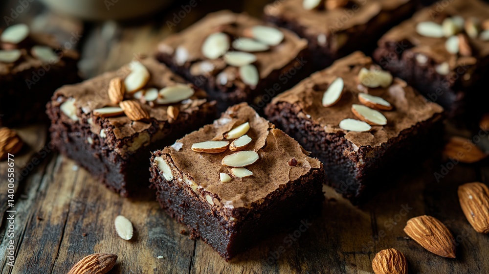 Rich, fudgy brownies topped with slivered almonds for extra crunch and texture