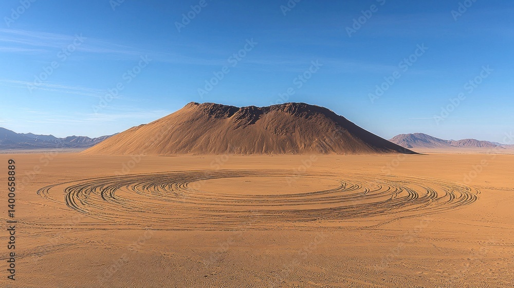 Vast desert landscape with a circular pattern Vast desert landscape with a circular pattern