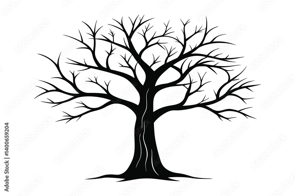 Obraz premium Dead tree silhouette vector illustration on white background