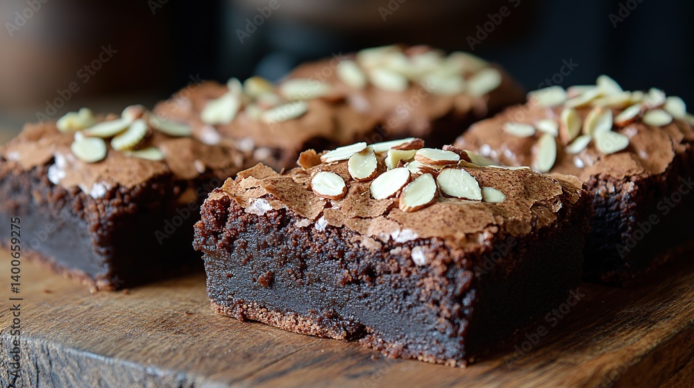 Rich, fudgy brownies topped with slivered almonds for extra crunch and texture
