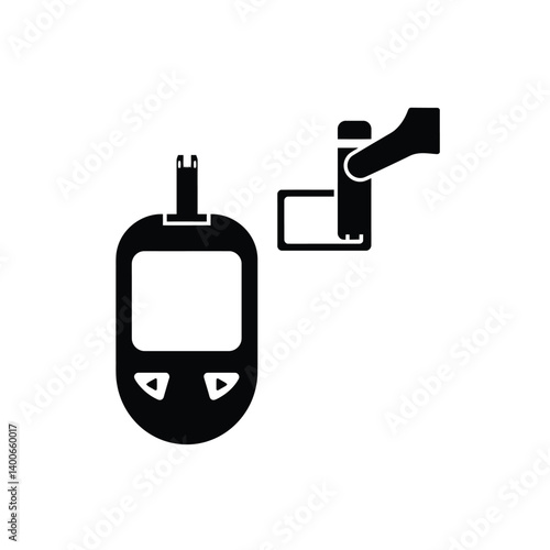 Glucose Meter And Blood Testing Strip Symbol For Diabetes Monitoring Device