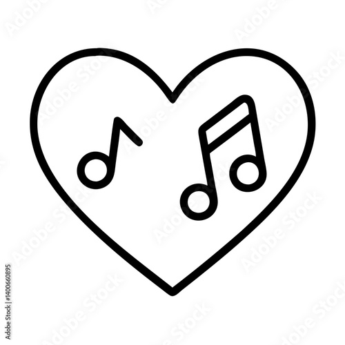 Heart with music notes vector design for love of music valentine's day and musical heart concept