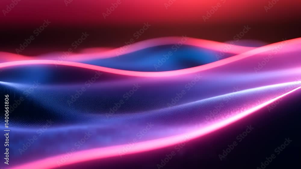Abstract Digital Waves in Vibrant Colors with Soft Gradients and Glowing Particles