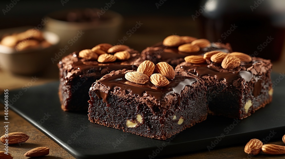 Rich, fudgy brownies topped with slivered almonds for extra crunch and texture