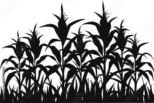 Wallpaper Mural Corn Field Agriculture Silhouette vector illustration on white background Torontodigital.ca