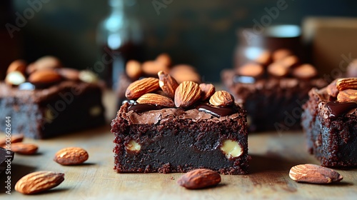 Rich, fudgy brownies topped with slivered almonds for extra crunch and texture 