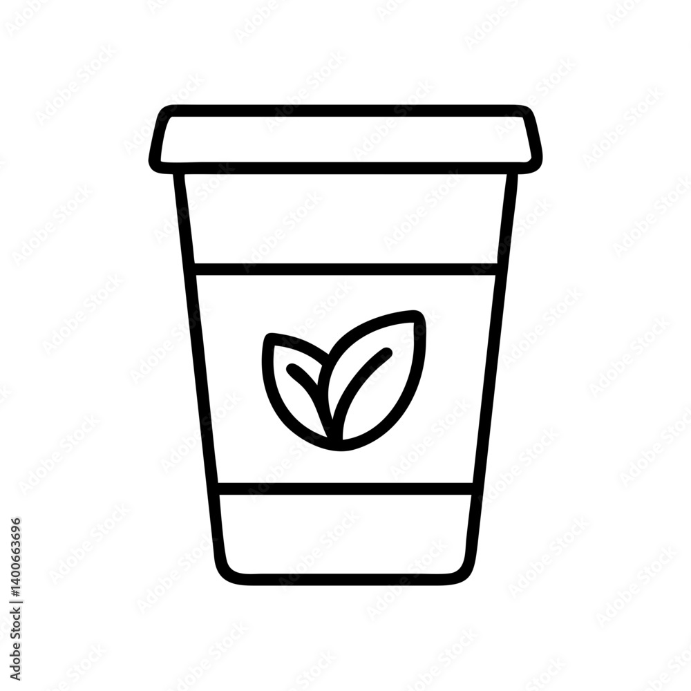 Organic tea cup vector icon, herbal drink illustration, healthy beverage to go, tea leaves Organic tea cup vector icon, herbal drink illustration, healthy beverage to go, tea leaves
