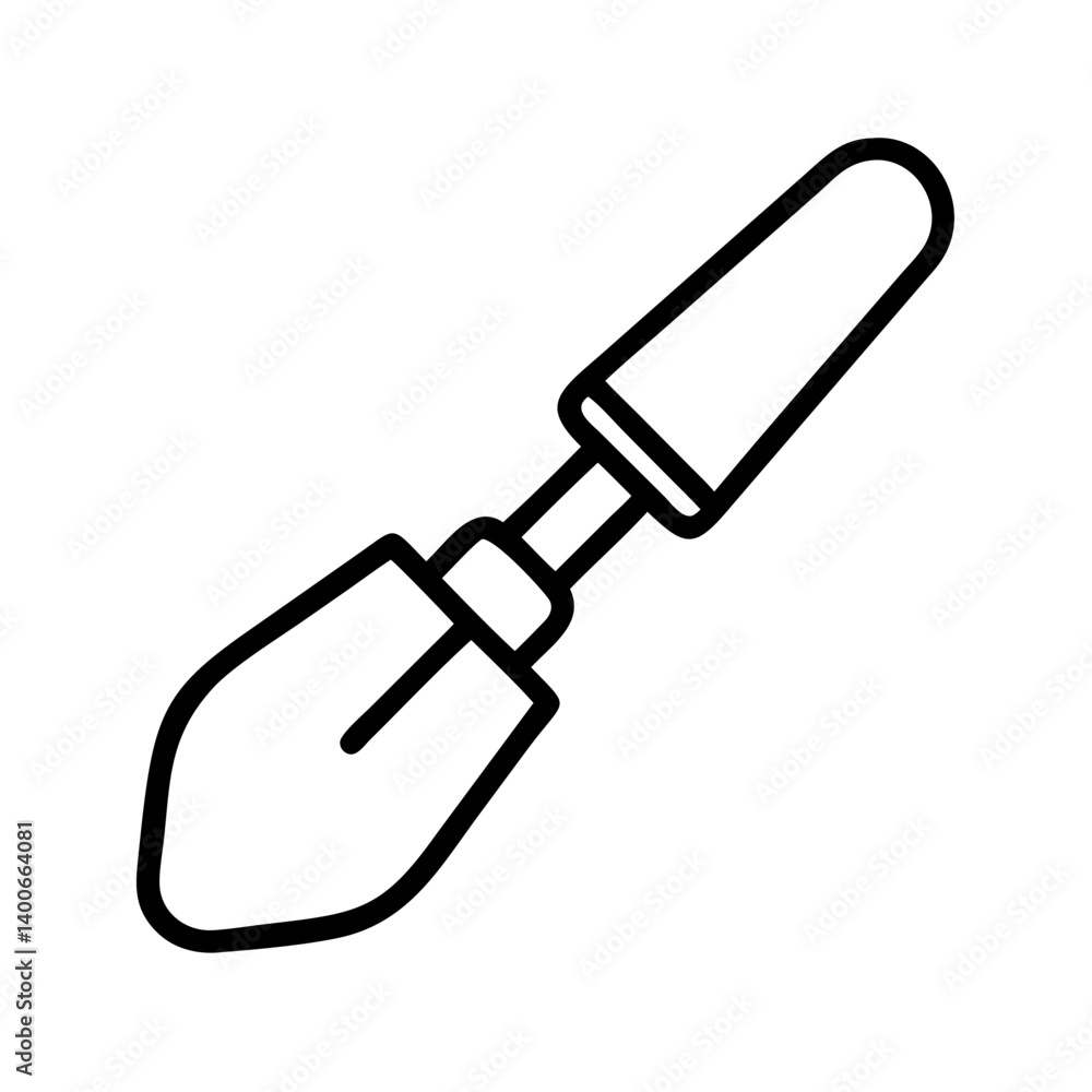 Outline gardening trowel hand tool vector icon for planting digging and cultivating soil work Outline gardening trowel hand tool vector icon for planting digging and cultivating soil work