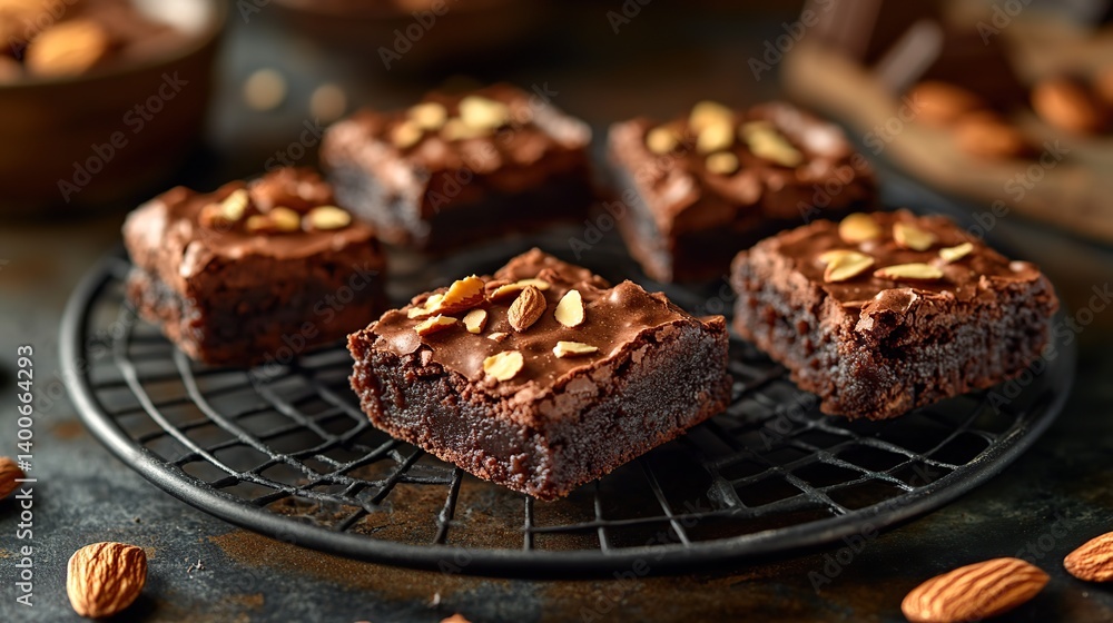 Rich, fudgy brownies topped with slivered almonds for extra crunch and texture