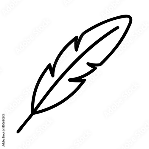 Feather illustration vector graphic, bird feather clip art, quill outline drawing, feather icon design