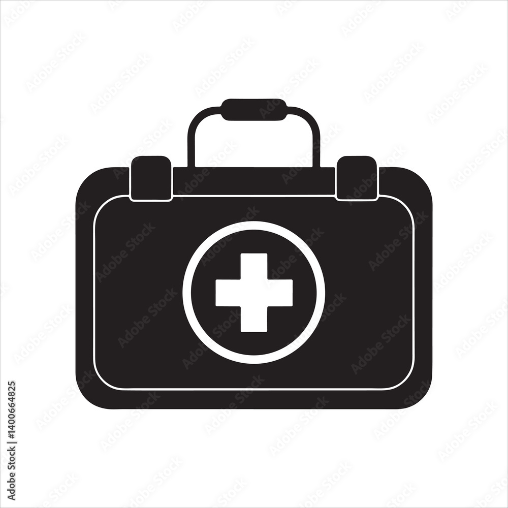 Medical Bag Icon Vector in Flat Silhouette Style Medical Bag Icon Vector in Flat Silhouette Style