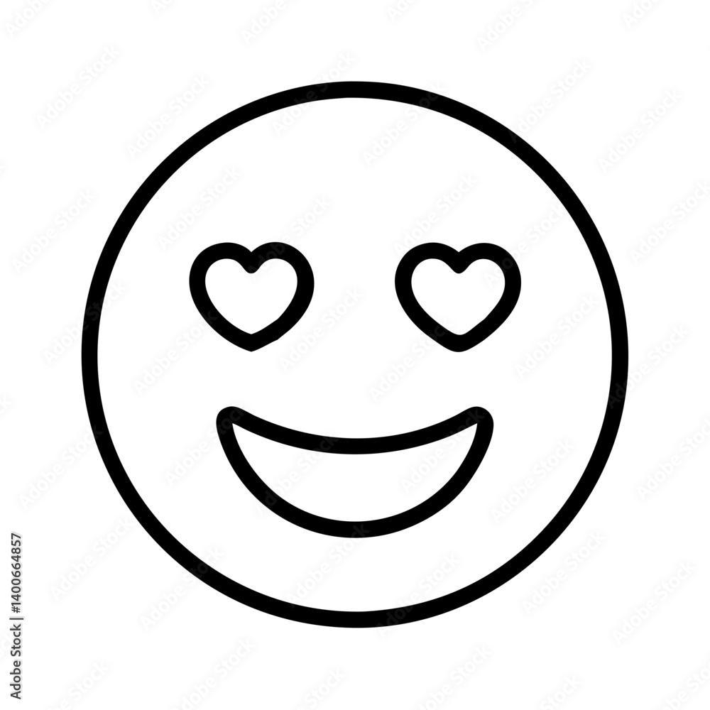 Love eyes emoji vector illustration, happy face, heart eyes, outline emoji, emoticon, smile Love eyes emoji vector illustration, happy face, heart eyes, outline emoji, emoticon, smile