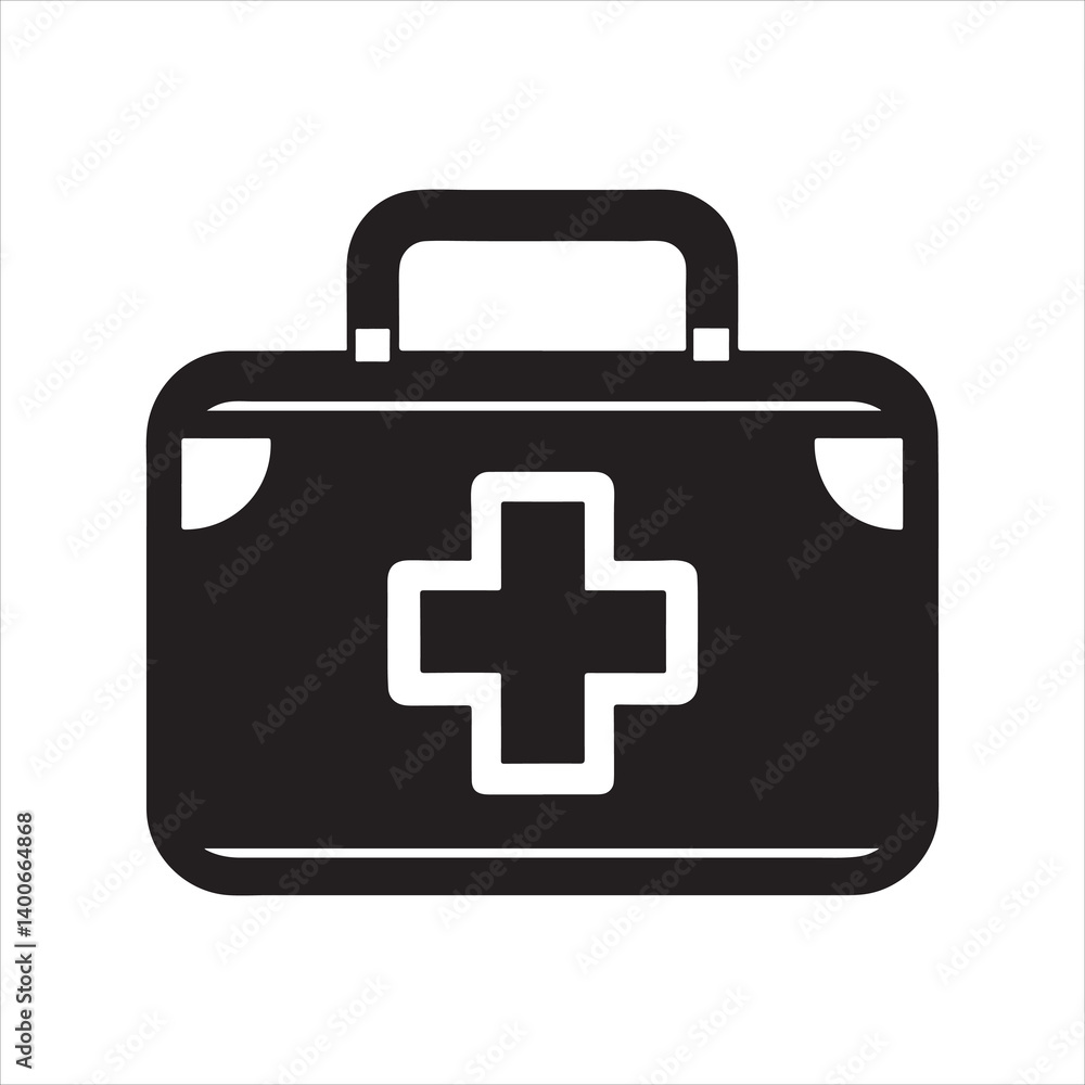 Medical Bag Icon Vector in Flat Silhouette Style Medical Bag Icon Vector in Flat Silhouette Style