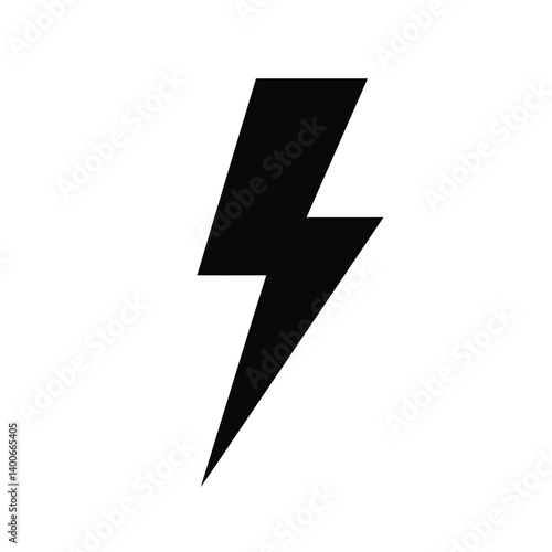 Free Download Simple Lightning Bolt Icon Black On White Energy Vector Illustration - GFXLoad