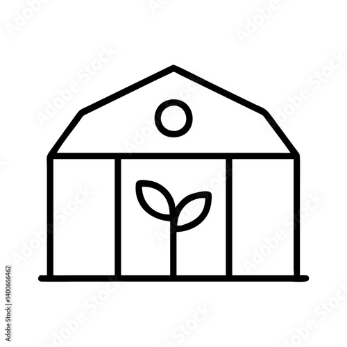 Explore greenhouse farming icon vector for sustainable agriculture and plant cultivation design needs