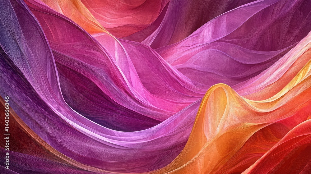 Fototapeta premium Abstract landscape with smooth, flowing shapes in vibrant colors