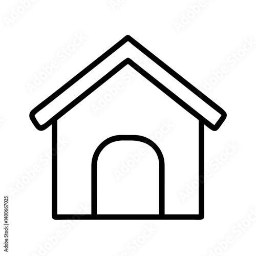 Dog house outline vector illustration simple pet shelter kennel drawing isolated design element for graphics