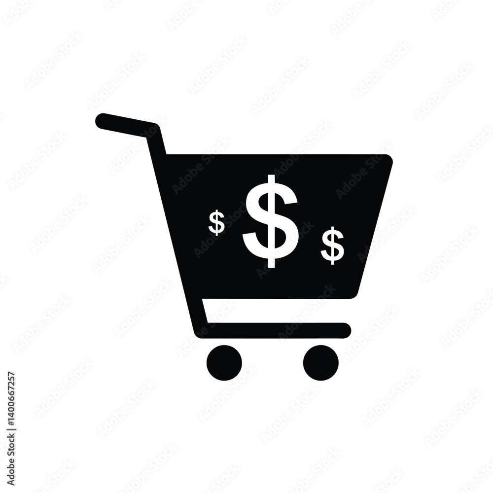 Shopping Cart With Dollar Symbols Icon For E Commerce Business Shopping Cart With Dollar Symbols Icon For E Commerce Business