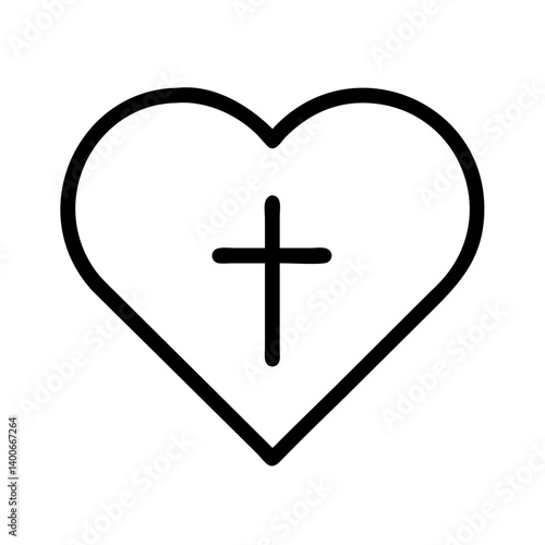 Heart with cross vector christian love symbol faith hope charity religion graphic design icon element
