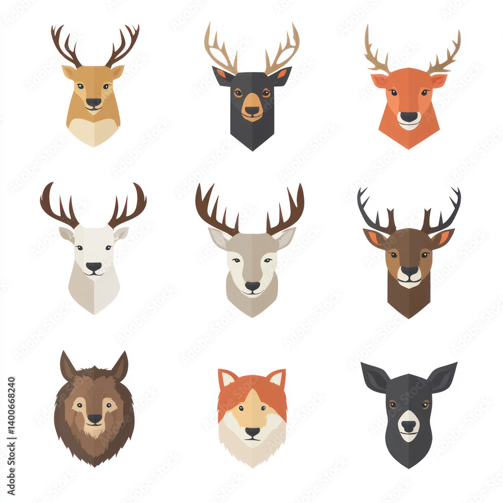 set of funny reindeer set of funny reindeer