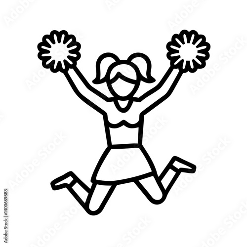 Cheerleader jumping with pom poms vector illustration for sports team spirit and school event design
