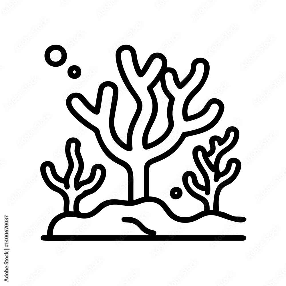 Coral reef line art vector illustration for ocean life marine biology and underwater ecosystem designs Coral reef line art vector illustration for ocean life marine biology and underwater ecosystem designs