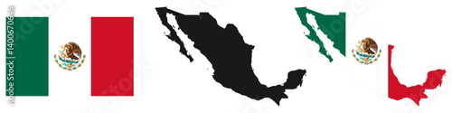 Mexico map and flag vector illustration