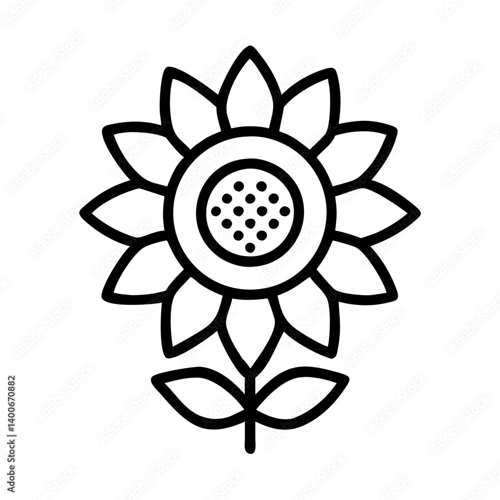 Sunflower vector illustration drawing, floral design, botanical art, flower graphic, line art Sunflower vector illustration drawing, floral design, botanical art, flower graphic, line art