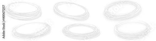 Magical Swirl and Energy Circles – Futuristic Neon Light Halo with Transparent Background, Electric Vortex Motion, Sci-Fi Spiral Composition, Dynamic White Loops and Fantasy Overlay PNG