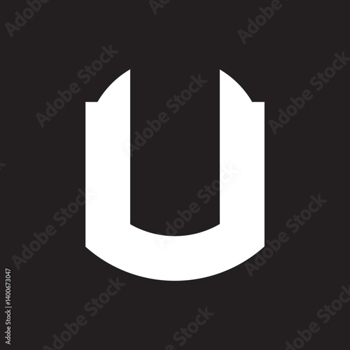 PrintLetter U icon in flat style. Alphabet symbol for your design.