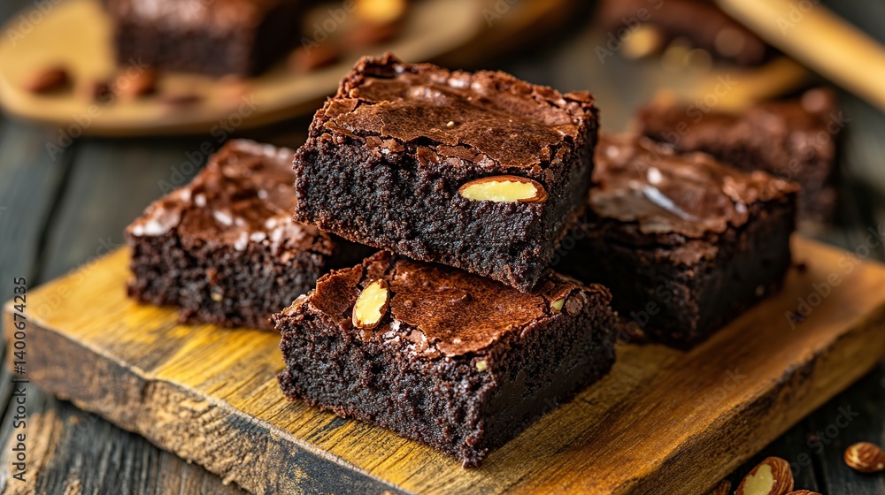 Chocolate brownies with fudgy filling and almond topping, perfect for sharing