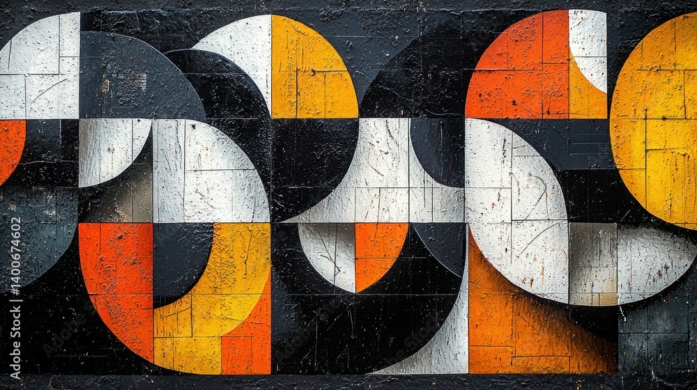 Fototapeta premium Abstract wall art, geometric shapes
