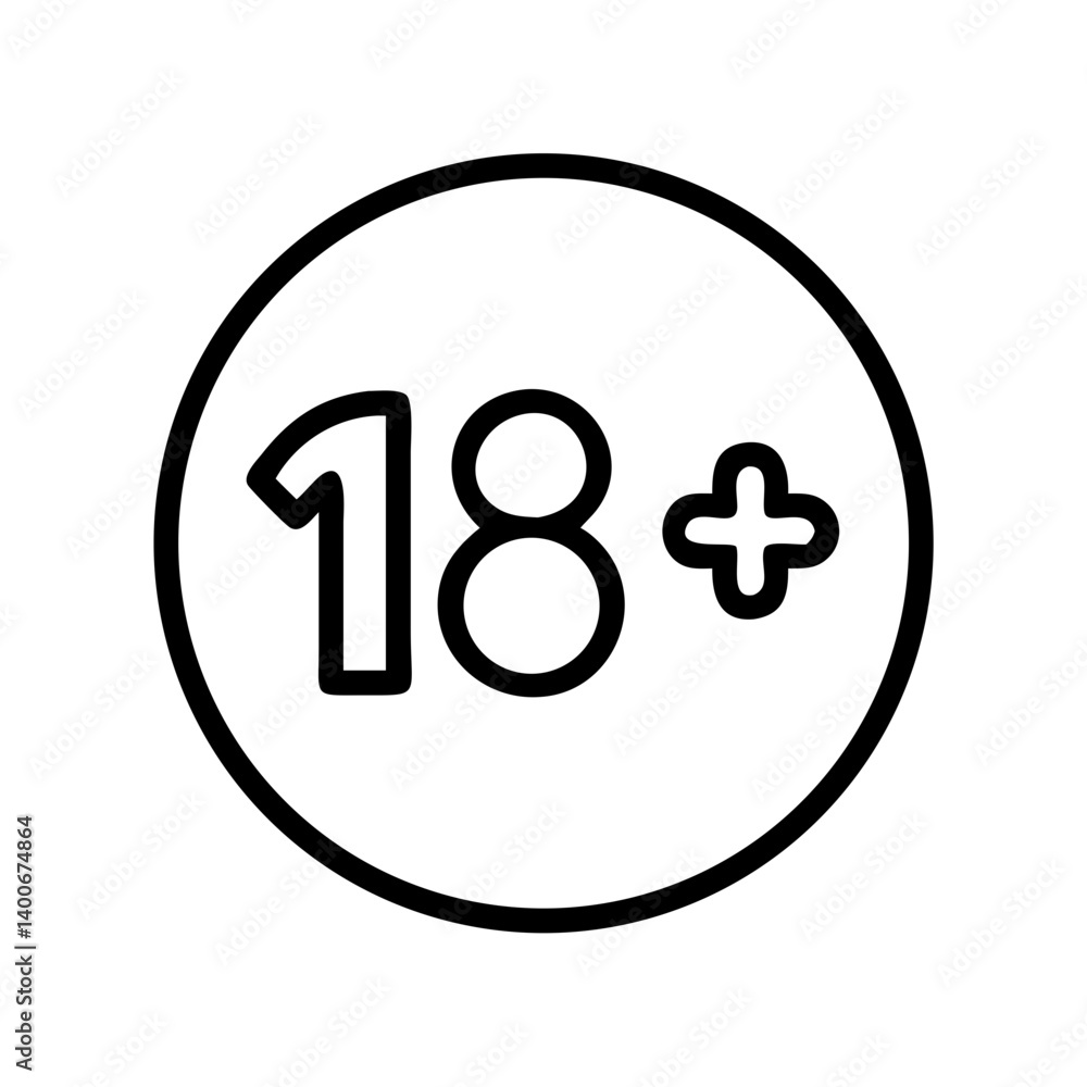 18+ age restriction symbol in a simple design 18+ age restriction symbol in a simple design