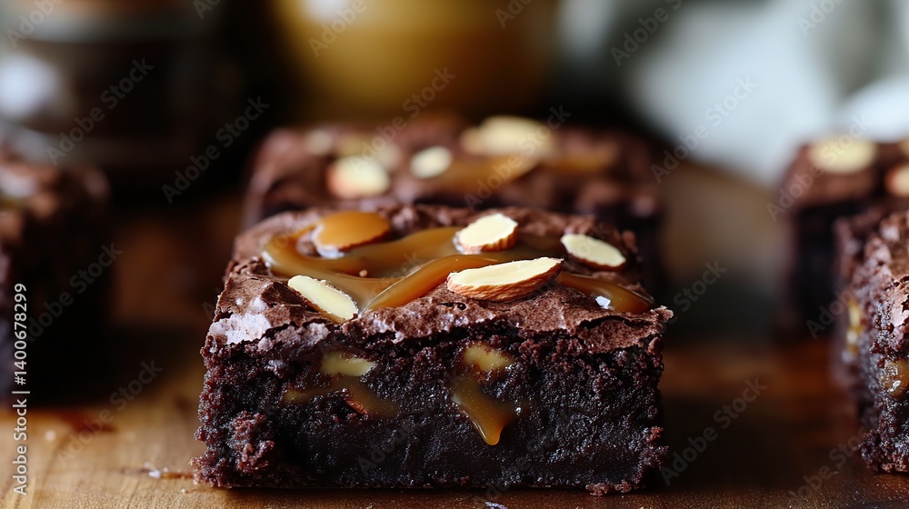Chocolate brownies with fudgy filling and almond topping, perfect for sharing