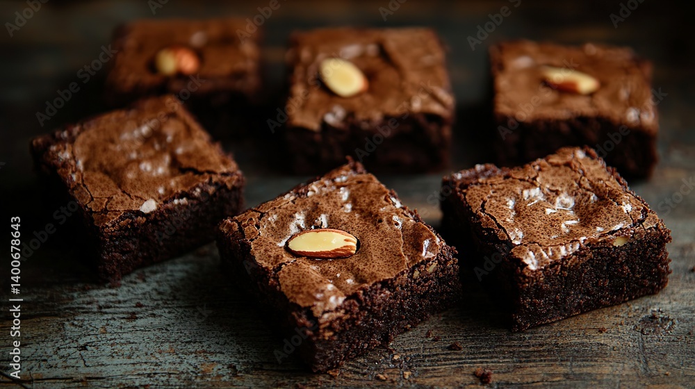 Chocolate brownies with fudgy filling and almond topping, perfect for sharing