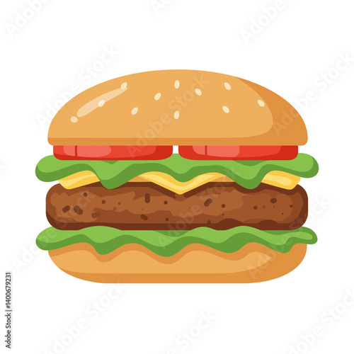 Cheeseburger Delight: A mouthwatering cheeseburger, featuring a juicy patty, melted cheese, fresh lettuce, and ripe tomato, ready to satisfy any craving. 