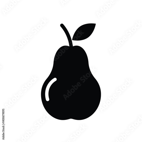 Black Pear Fruit Symbol Vector Illustration Isolated On White Background Design