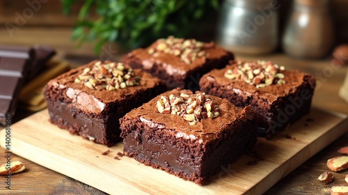 Chocolate brownies with fudgy filling and almond topping, perfect for sharing