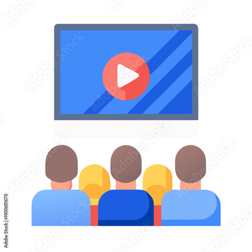 Audience Watching Video Content Icon Design