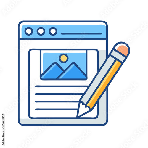 Blog Post Editor with Image and Pencil Icon Design
