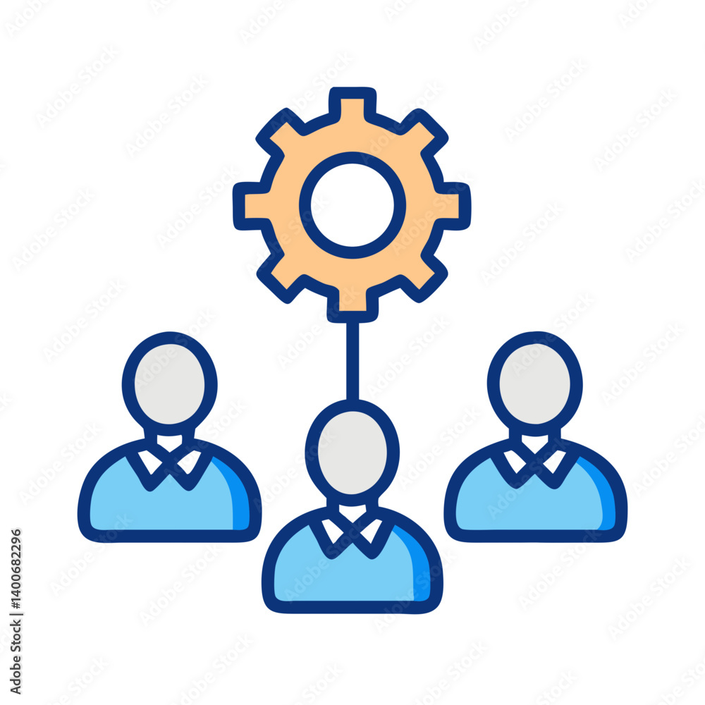 Team Management with Gear Configuration Icon Design Team Management with Gear Configuration Icon Design