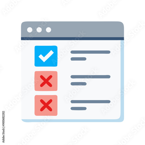 Survey Page with Check and Cross Options Icon Design