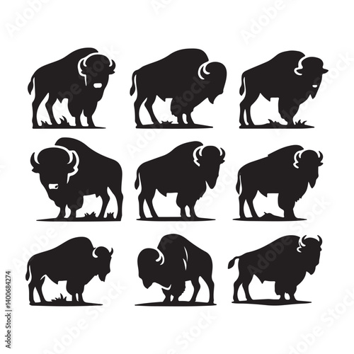 cow set of animals silhouettes