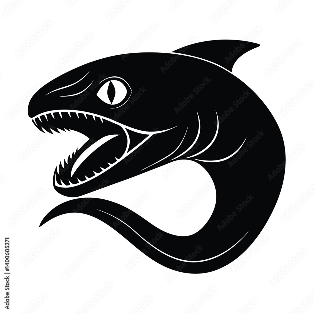 Obraz premium eel face fangs vector art silhouette