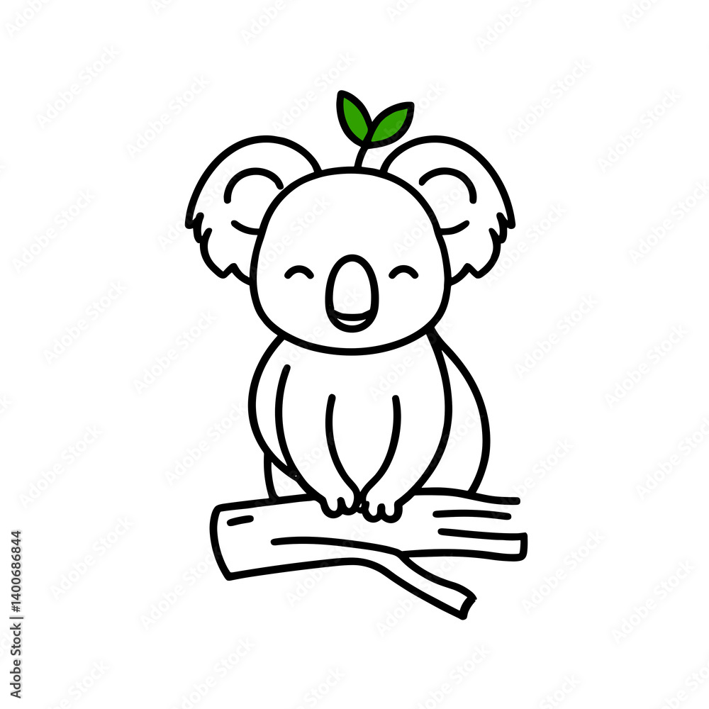 Fototapeta premium Cute Koala Cartoon on White Background