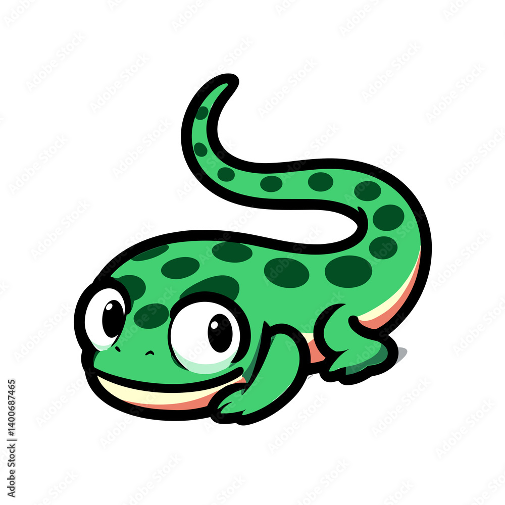 Obraz premium Cartoon smiling gecko illustration on white background
