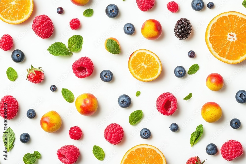 Colorful fruit pattern on white background Colorful fruit pattern on white background
