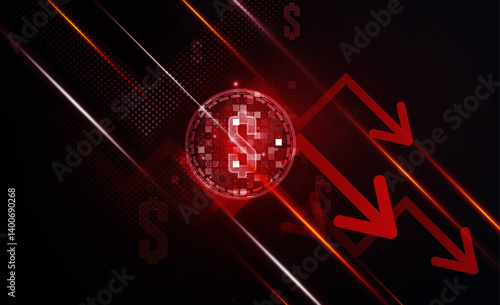Abstract Tax increases weaken the dollar Light out technology background Hitech communication concept innovation background,  vector design