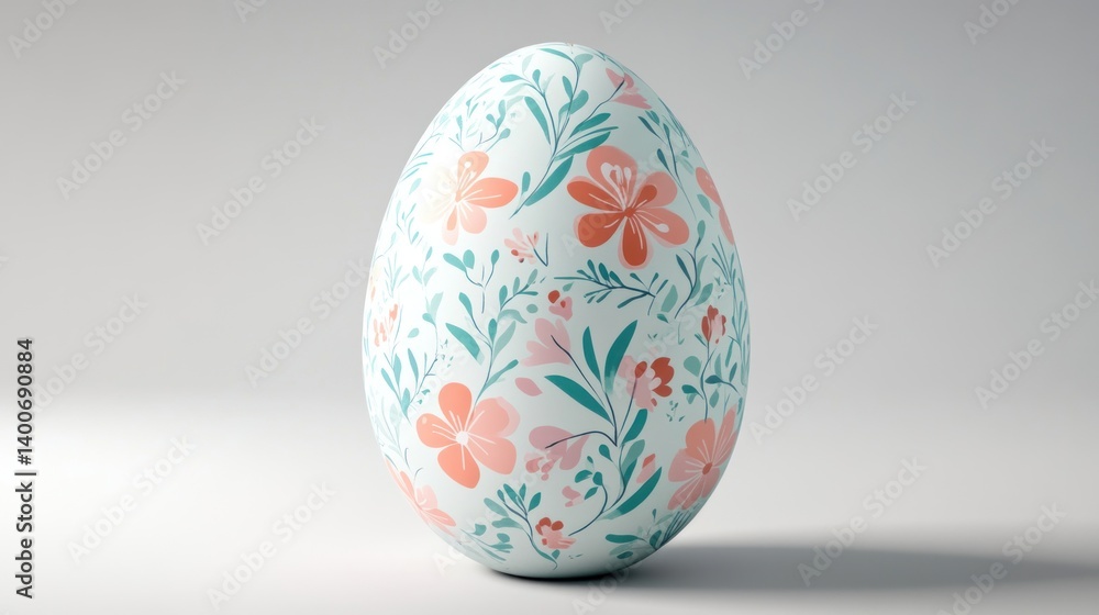 Decorated Easter Egg with Floral Pattern Isolated on White Background Decorated Easter Egg with Floral Pattern Isolated on White Background